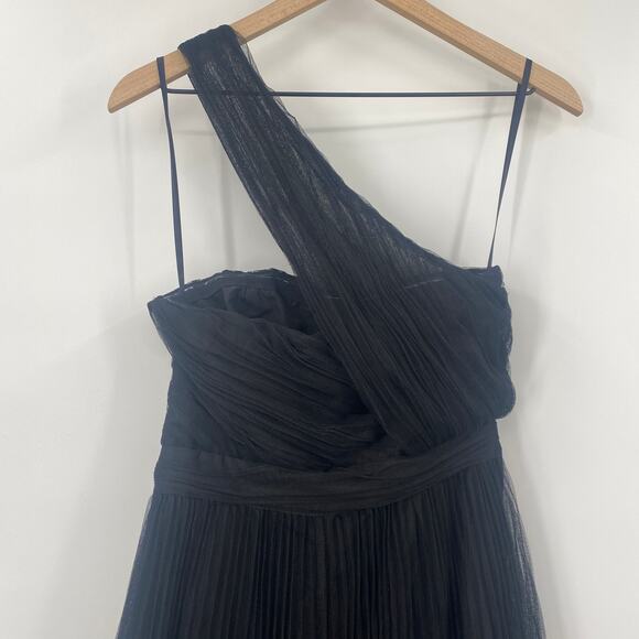 ASOS Tulle Draped One Shoulder Gown Wired Hem Maxi Dress Black NEW Womens 6 Tall - Picture 6 of 8